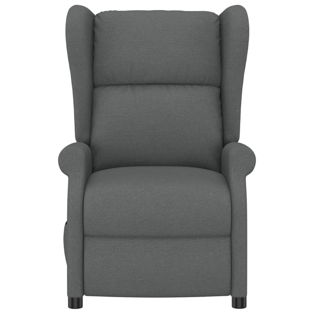 Sillón orejero reclinable eléctrico de tela gris oscuro