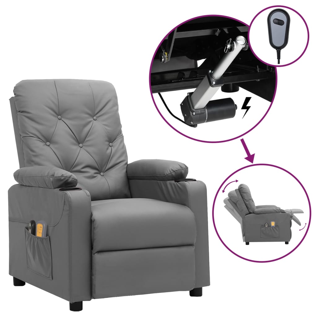 Sillón de masaje eléctrico cuero sintético color capuchino