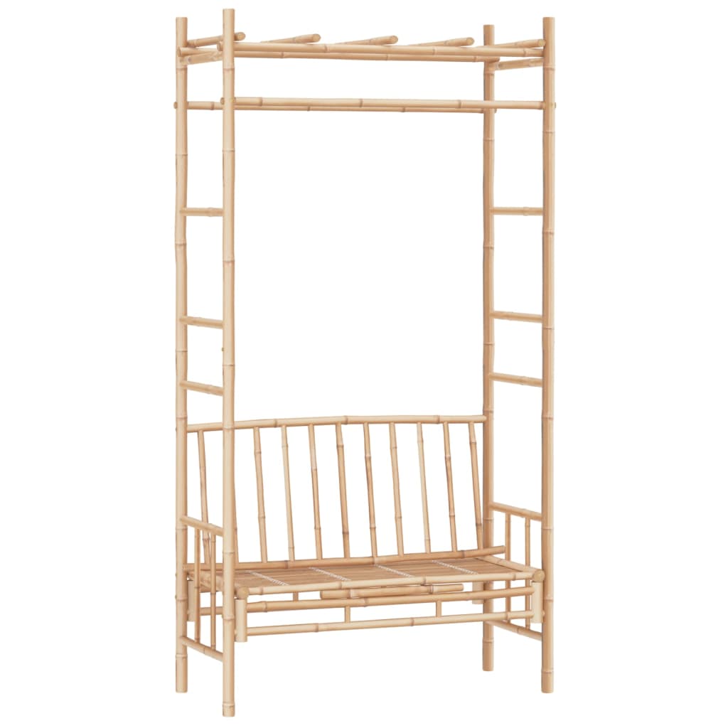 Banco de jardín con pérgola bambú 116 cm
