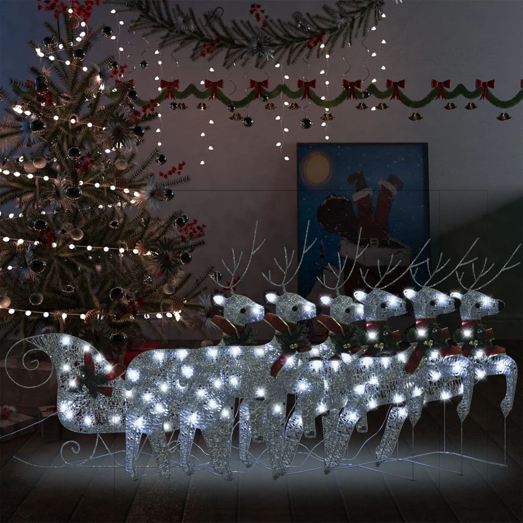 Decoración navideña de renos y trineo acrílico 320 LED