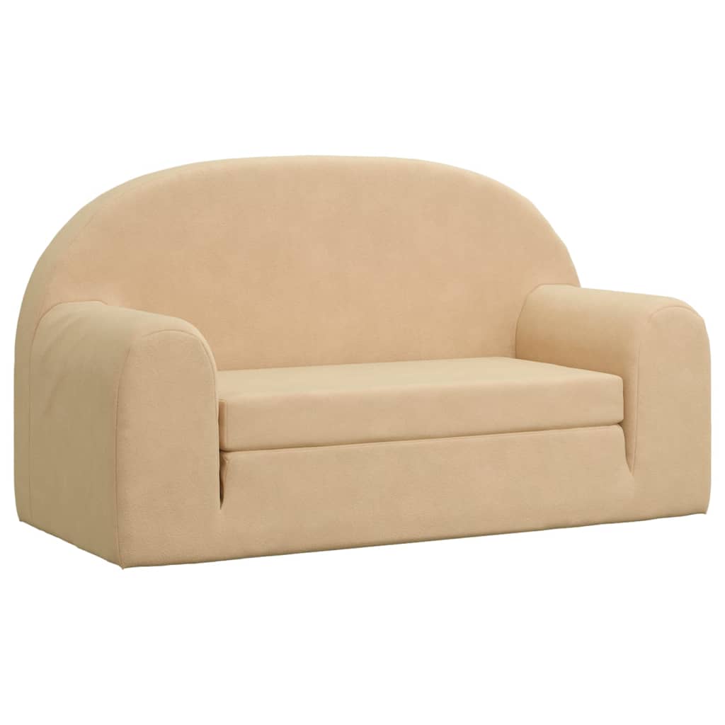 Sofá cama infantil 2 plazas felpa suave crema
