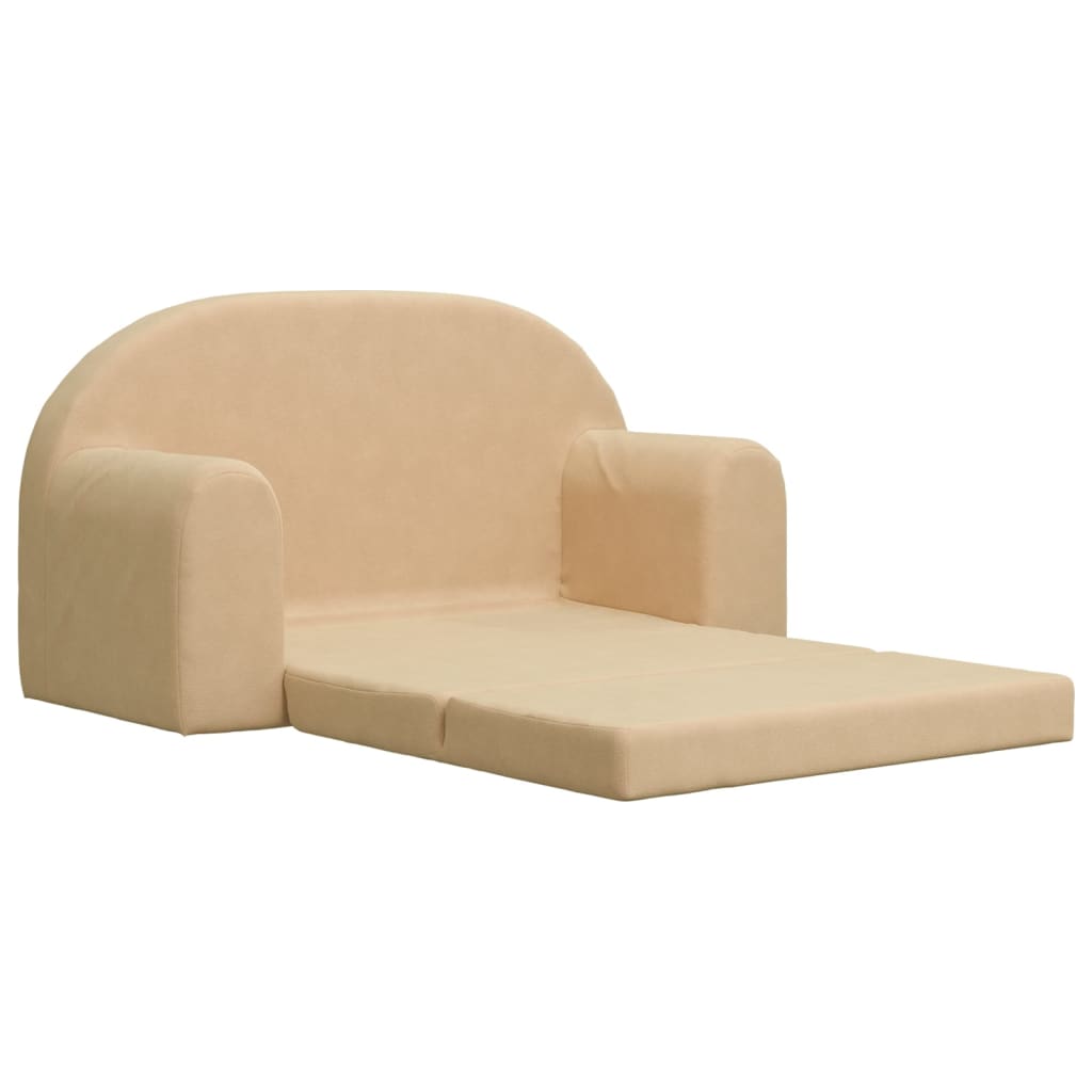 Sofá cama infantil 2 plazas felpa suave crema