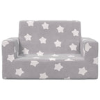Sofá infantil de 2 plazas gris claro con estrellas felpa suave