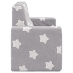 Sofá infantil de 2 plazas gris claro con estrellas felpa suave