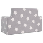 Sofá infantil de 2 plazas gris claro con estrellas felpa suave
