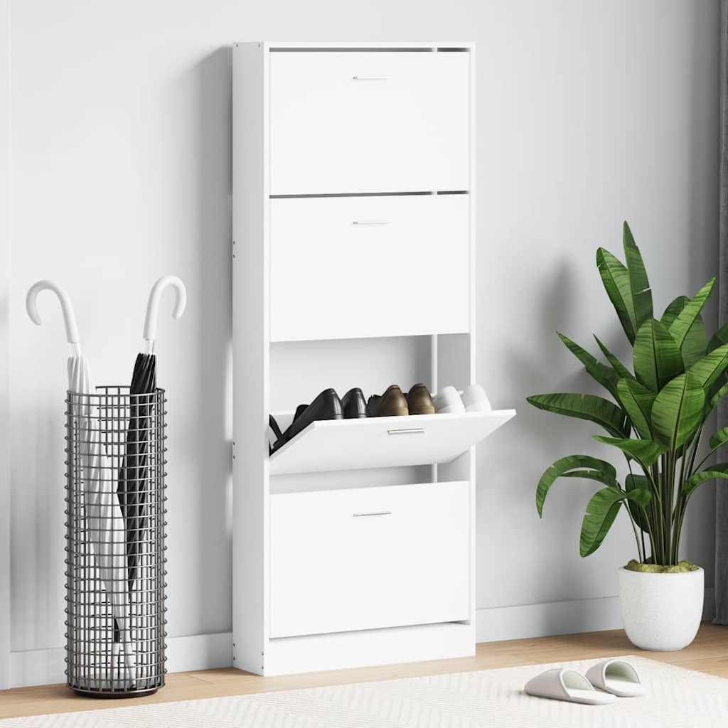 Mueble zapatero madera contrachapada gris Sonoma 63x24x147 cm