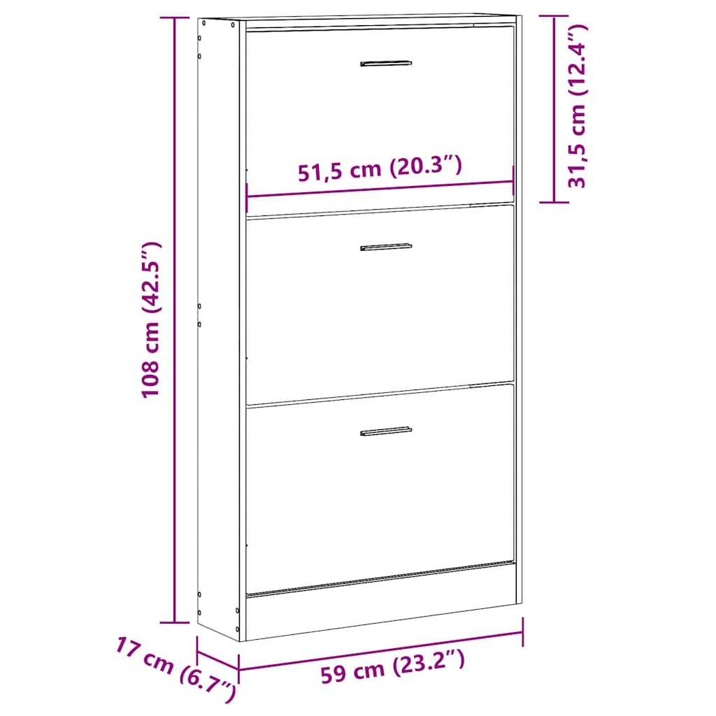 Zapatero blanco 59x17x108 cm Madera de ingeniería