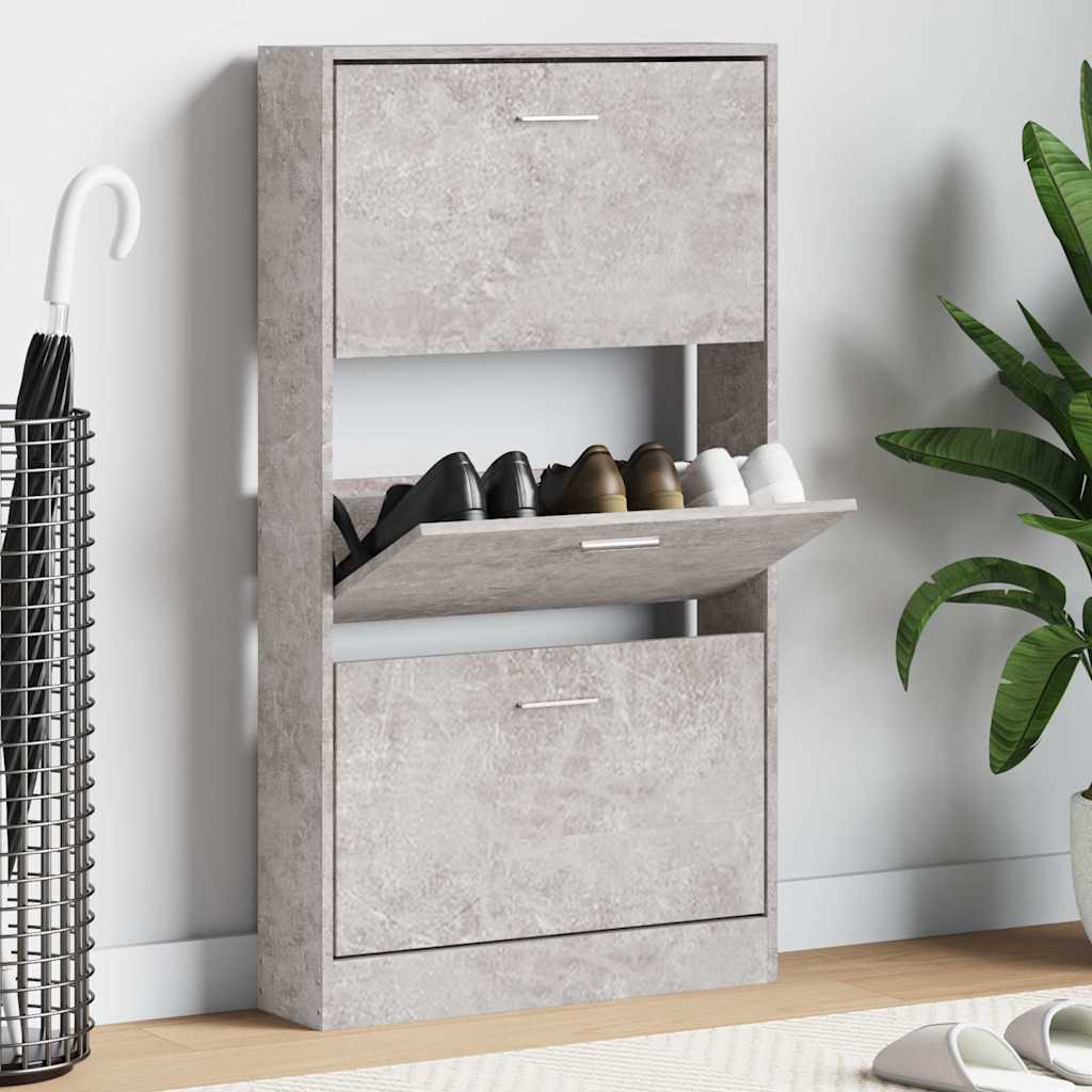 Mueble zapatero madera contrachapada gris Sonoma 63x24x147 cm