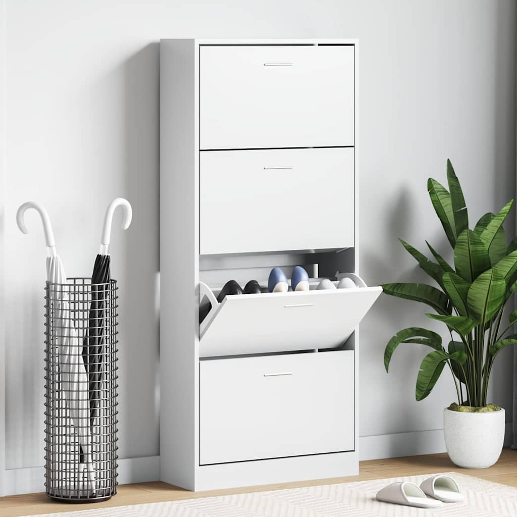 Mueble zapatero madera contrachapada gris Sonoma 63x24x147 cm
