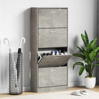 Mueble zapatero madera contrachapada gris Sonoma 63x24x147 cm