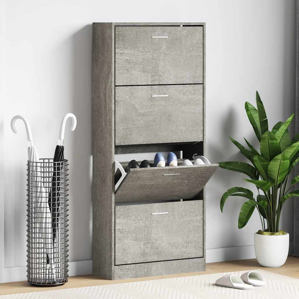Mueble zapatero madera contrachapada gris Sonoma 63x24x147 cm