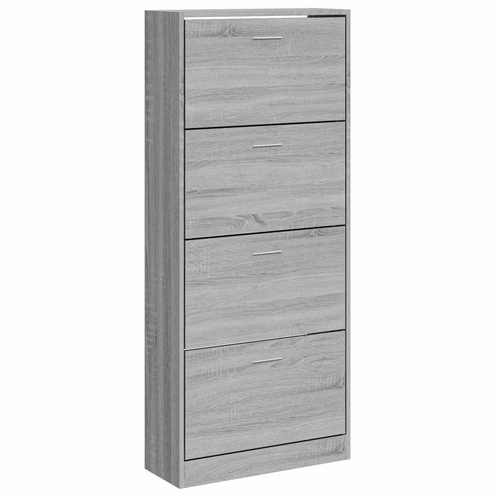 Mueble zapatero madera contrachapada gris Sonoma 63x24x147 cm