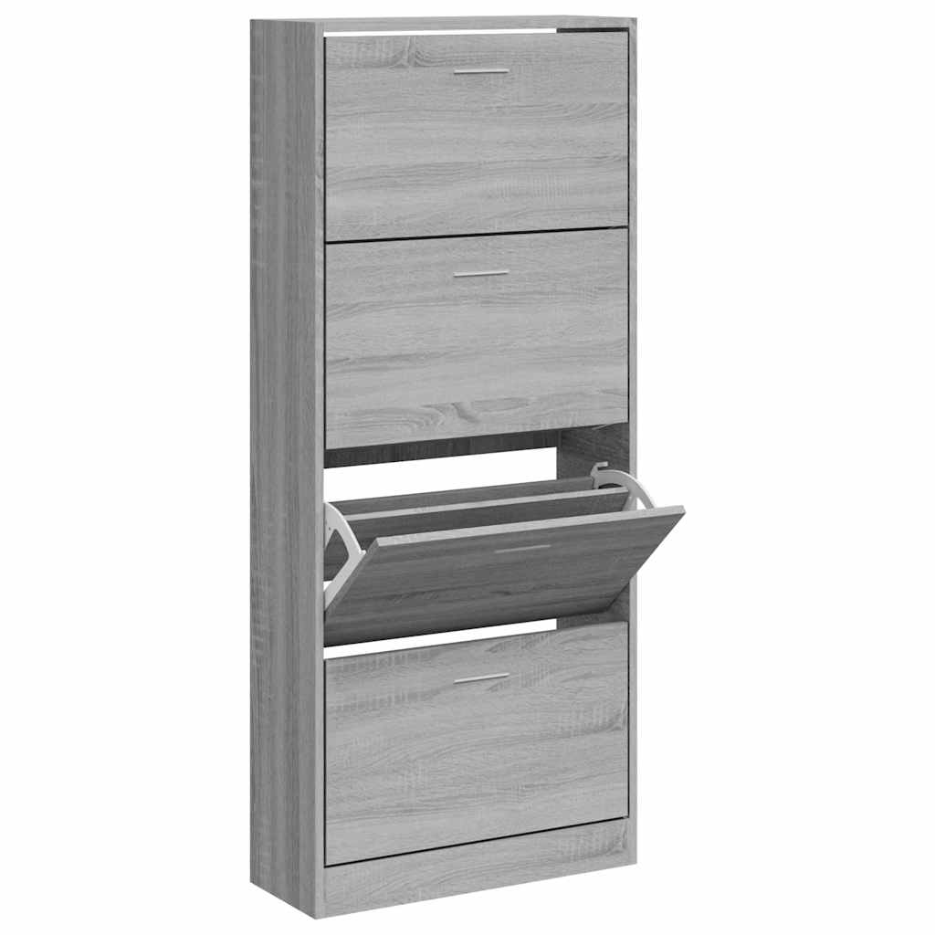 Mueble zapatero madera contrachapada gris Sonoma 63x24x147 cm