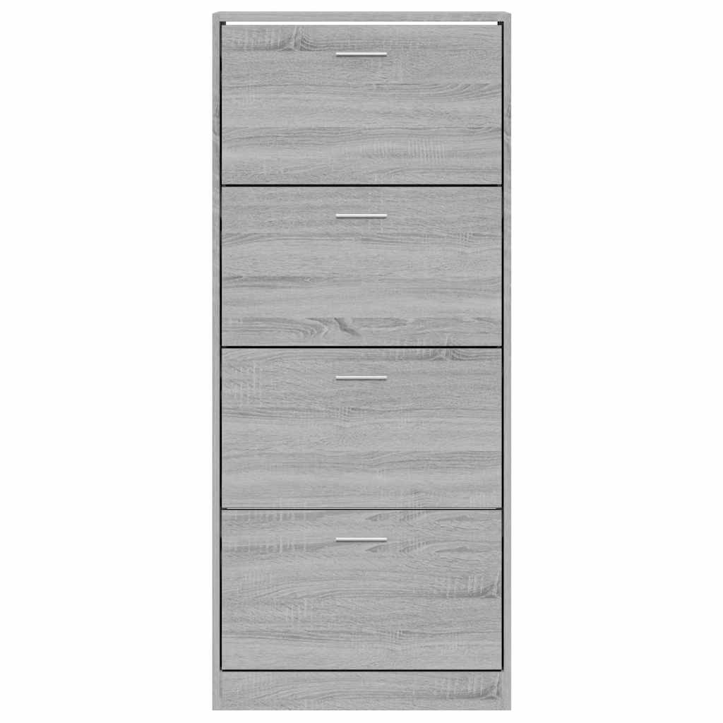Mueble zapatero madera contrachapada gris Sonoma 63x24x147 cm