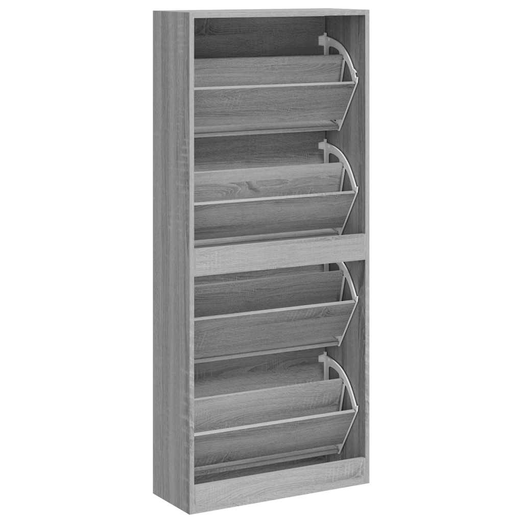 Mueble zapatero madera contrachapada gris Sonoma 63x24x147 cm