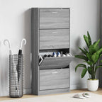 Mueble zapatero madera contrachapada gris Sonoma 63x24x147 cm