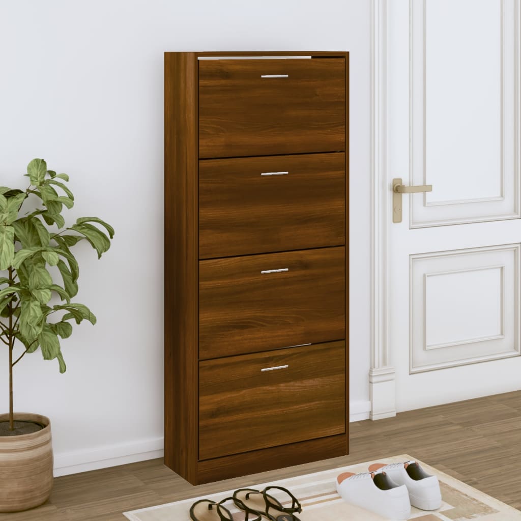 Mueble zapatero madera contrachapada gris Sonoma 63x24x147 cm