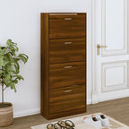 Mueble zapatero madera contrachapada gris Sonoma 63x24x147 cm