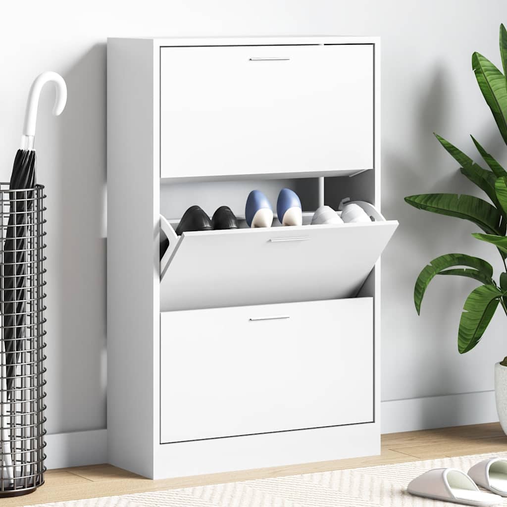 Mueble zapatero madera contrachapada gris Sonoma 63x24x147 cm