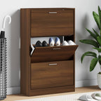 Mueble zapatero madera contrachapada gris Sonoma 63x24x147 cm