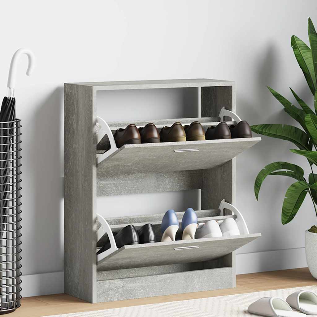 Mueble zapatero madera contrachapada gris Sonoma 63x24x147 cm