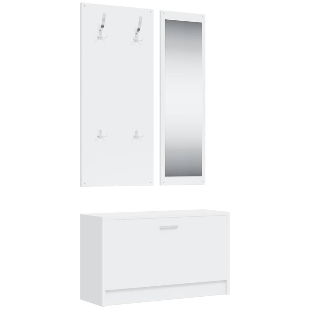 Conjunto de zapatero 3 en 1 madera contrachapada blanco