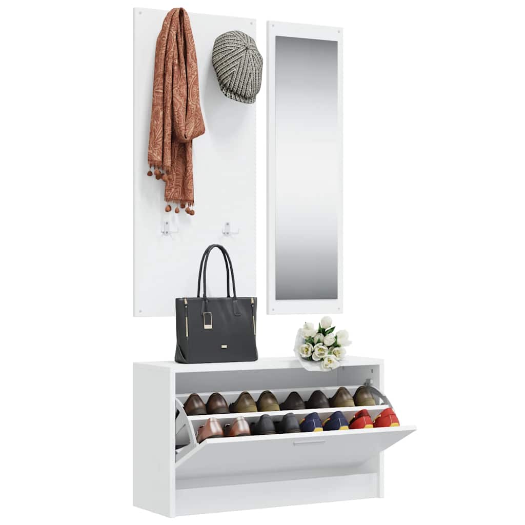 Conjunto de zapatero 3 en 1 madera contrachapada blanco