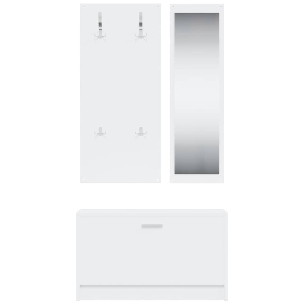 Conjunto de zapatero 3 en 1 madera contrachapada blanco