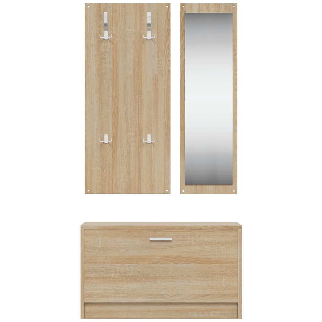 Conjunto de zapatero 3 en 1 de madera de ingeniería de roble Sonoma