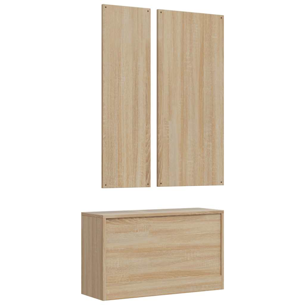 Conjunto de zapatero 3 en 1 de madera de ingeniería de roble Sonoma