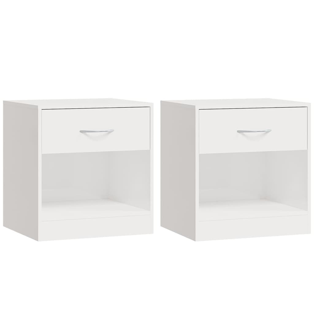 Mesitas de noche 2 unidades con cajón blanco con brillo