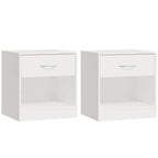 Mesitas de noche 2 unidades con cajón blanco con brillo