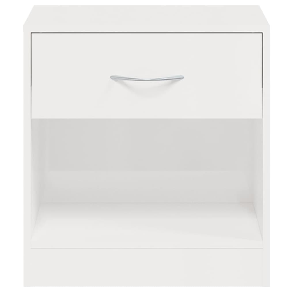 Mesitas de noche 2 unidades con cajón blanco con brillo