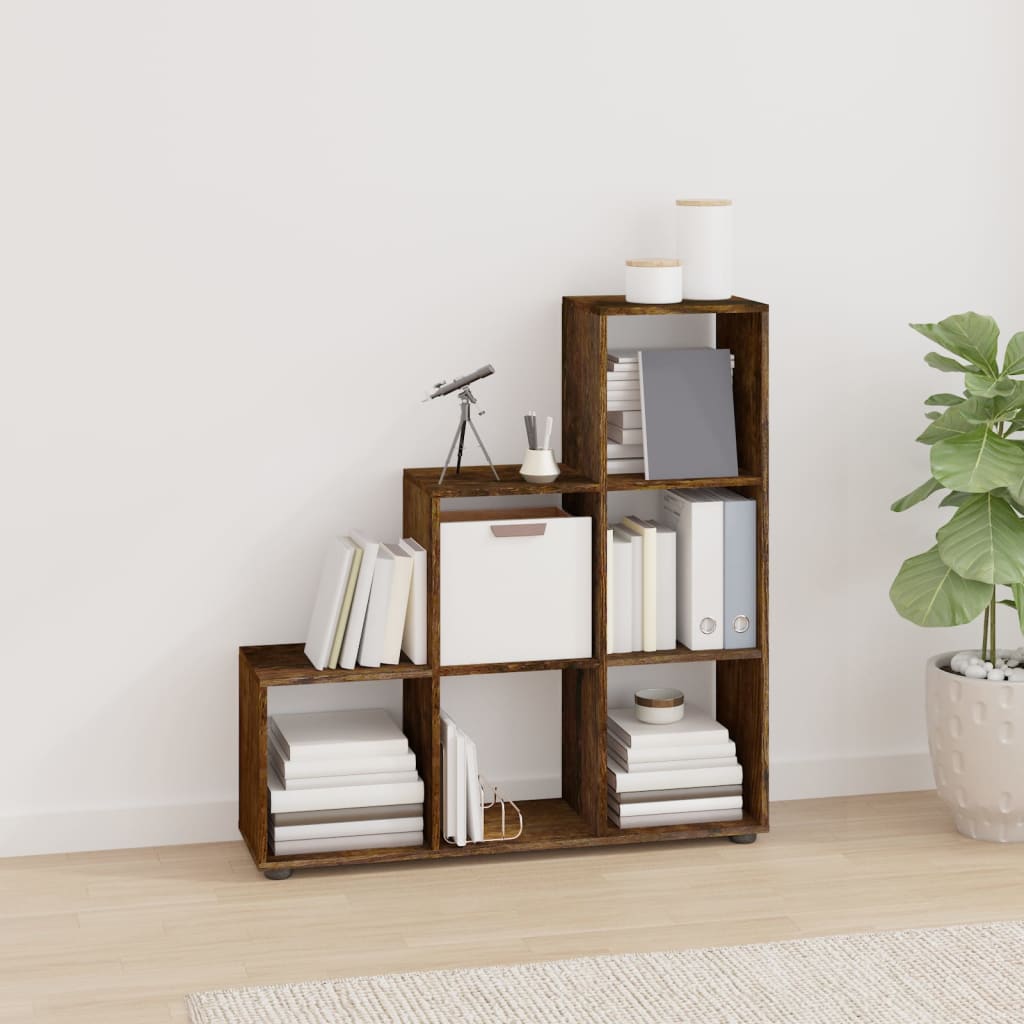 White high-gloss plywood ladder-shaped bookshelf