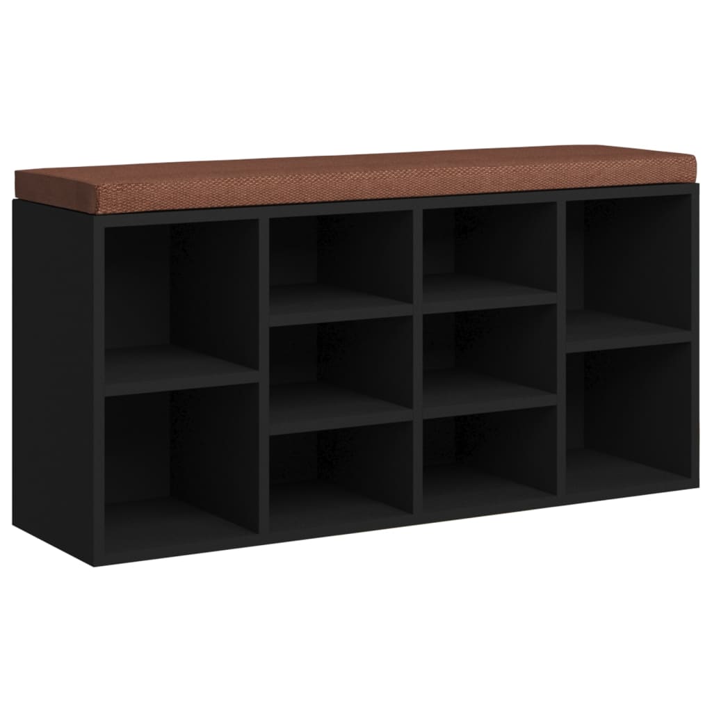 Zapatero de madera contrachapada negro 103x30x48 cm