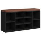 Zapatero de madera contrachapada negro 103x30x48 cm