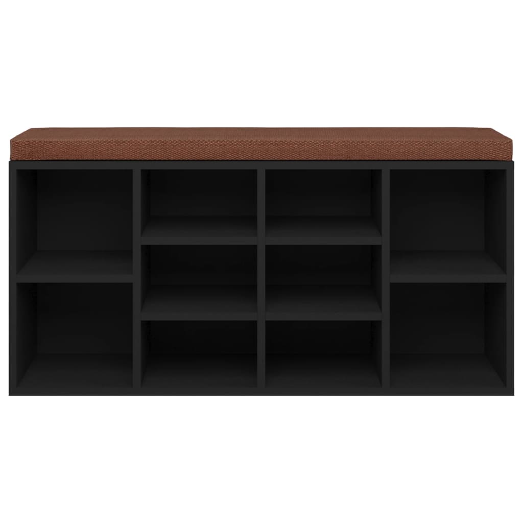 Zapatero de madera contrachapada negro 103x30x48 cm