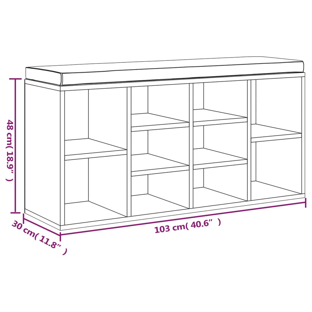 Zapatero de madera contrachapada negro 103x30x48 cm