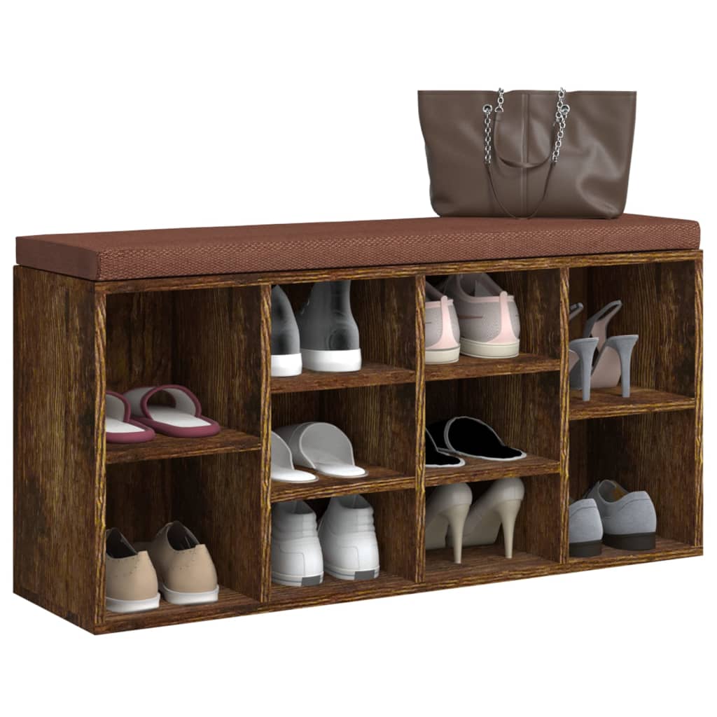 Zapatero madera contrachapada roble ahumado 103x30x48 cm