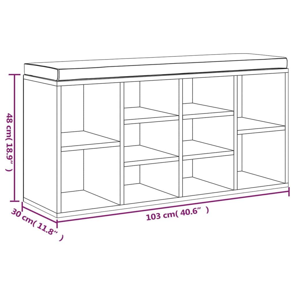 Zapatero madera contrachapada roble ahumado 103x30x48 cm