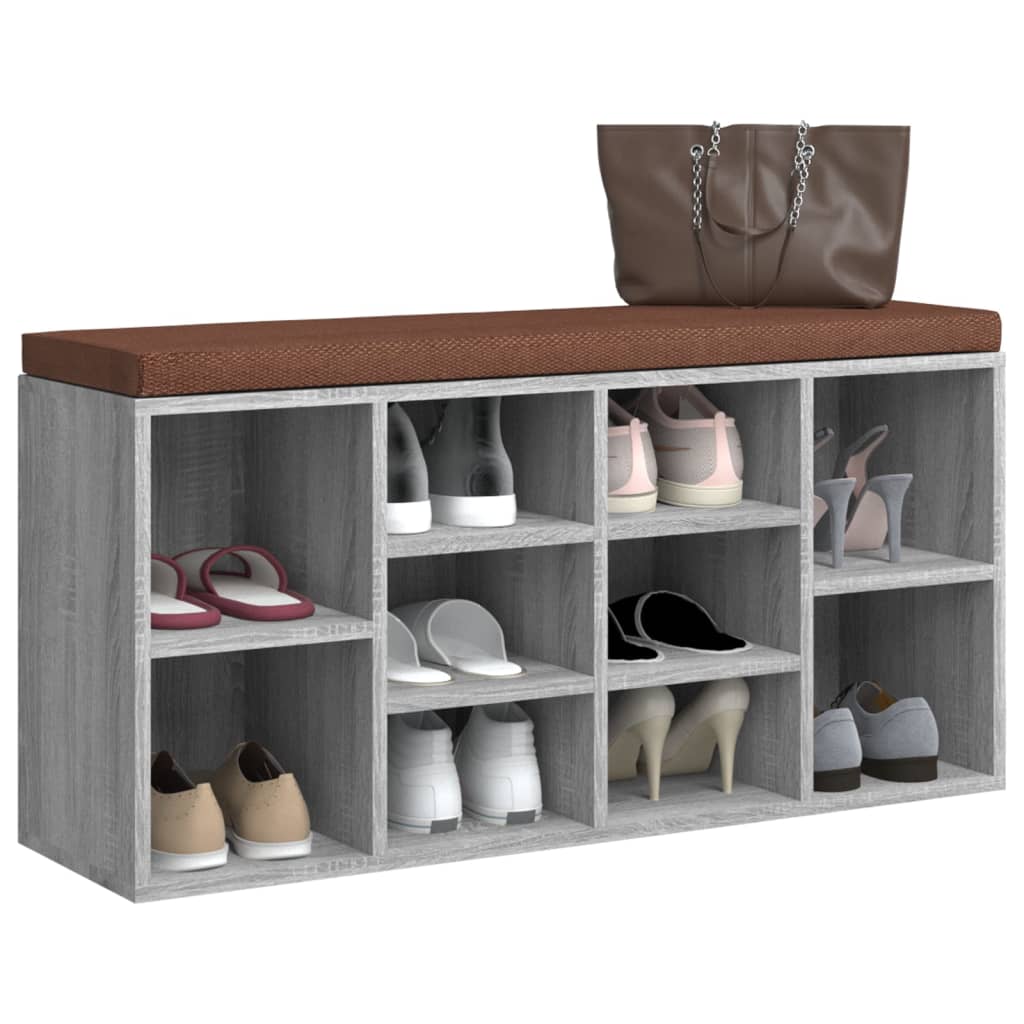Zapatero madera contrachapada gris Sonoma 103x30x48 cm