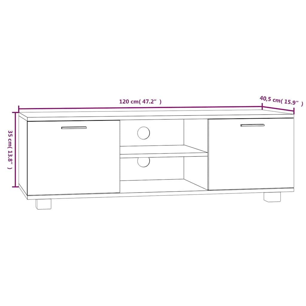 Mueble de TV madera contrachapada gris Sonoma 120x40,5x35 cm