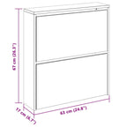 Zapatero con espejo 2 niveles blanco brillo 63x17x67 cm