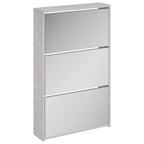 Zapatero y espejo 3 niveles gris hormigón 63x17x102,5 cm