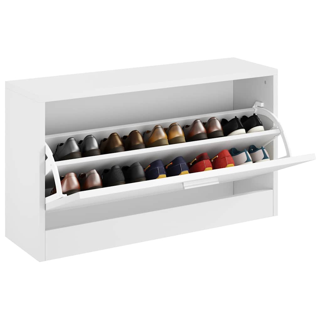 Zapatero blanco brillante 80x24x45 cm madera de ingeniería