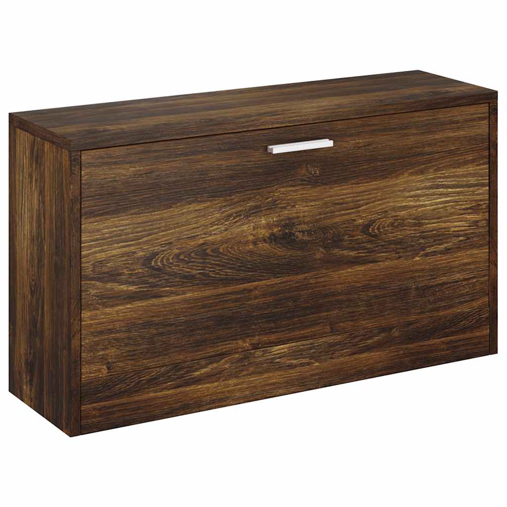 Zapatero madera contrachapada roble ahumado 80x24x45 cm