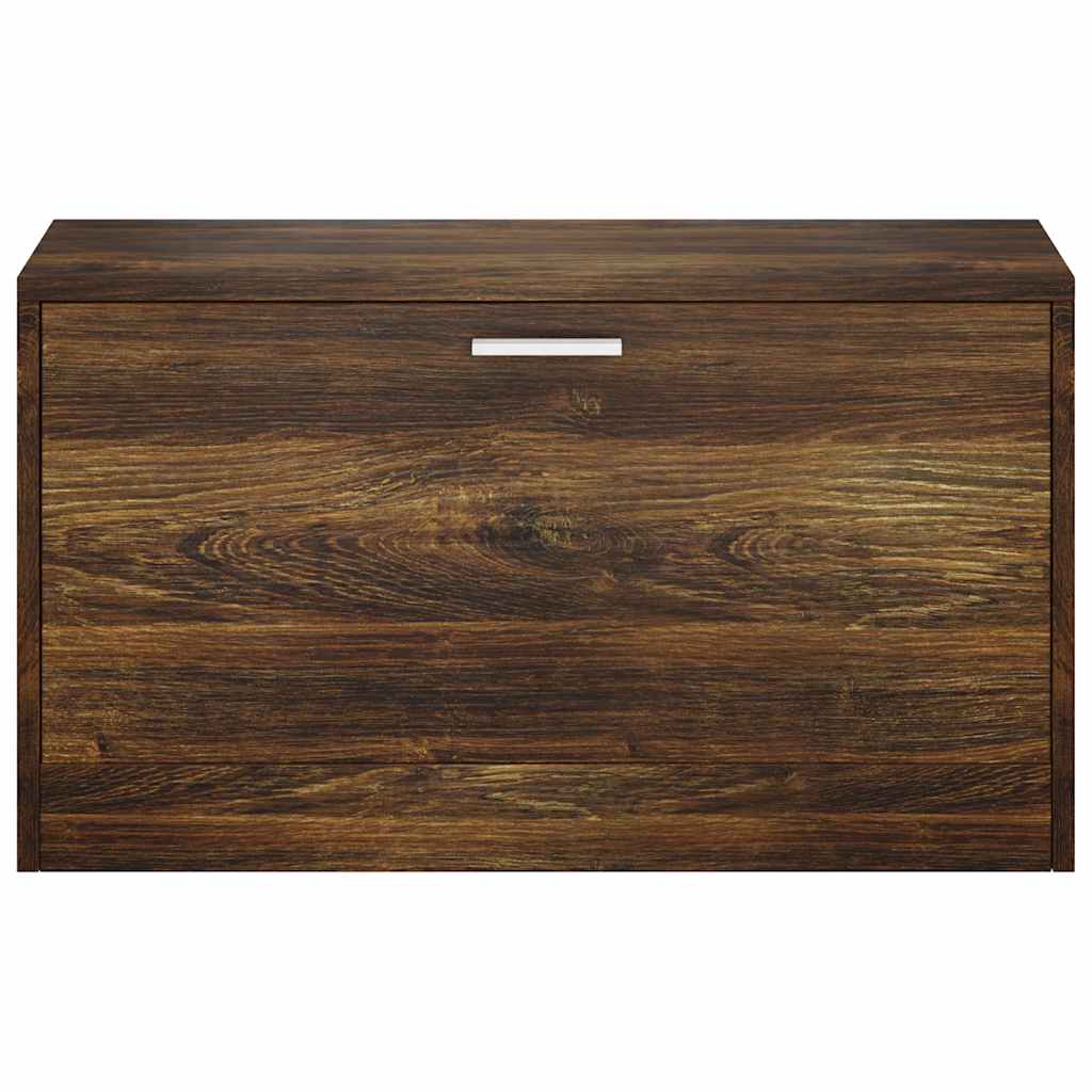 Zapatero madera contrachapada roble ahumado 80x24x45 cm
