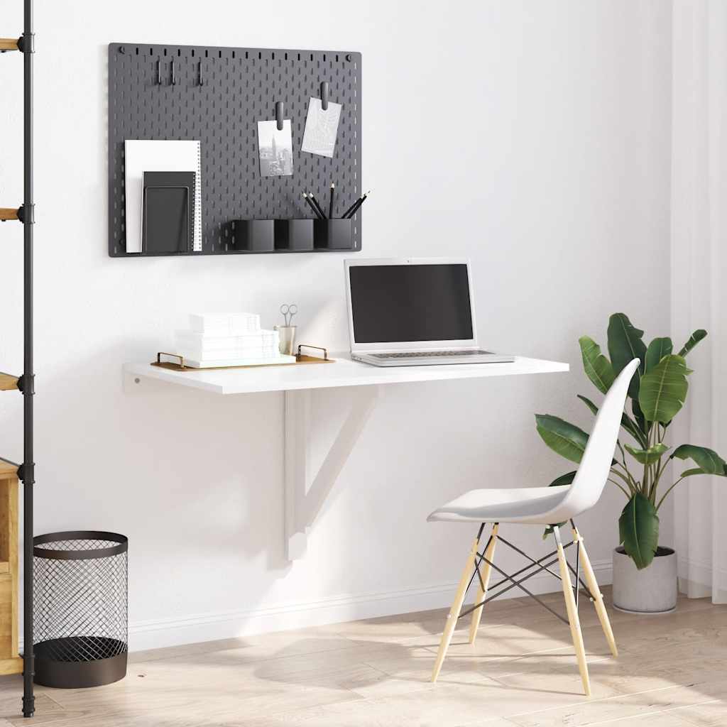 Mesa de pared plegable contrachapada blanco brillo 100x60x56 cm