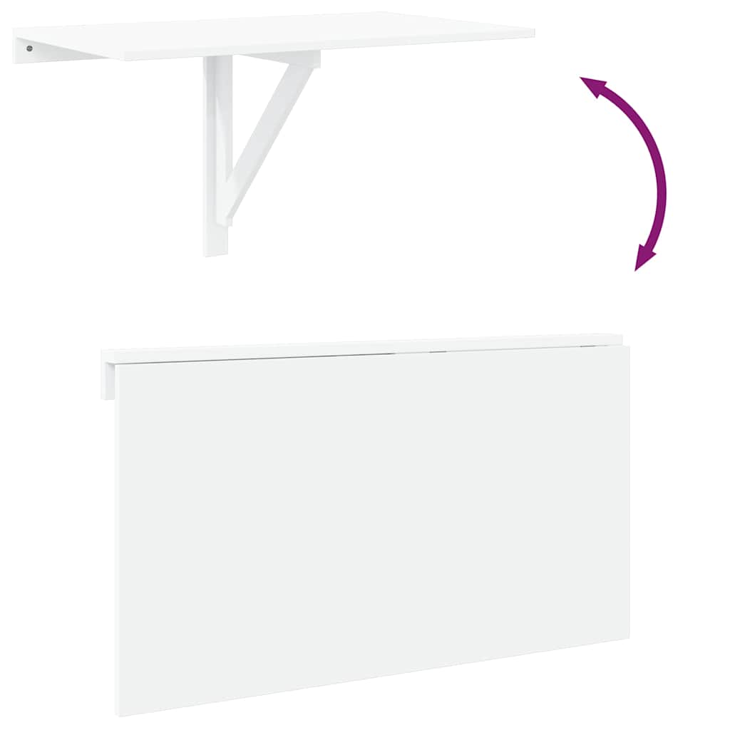 Mesa de pared plegable contrachapada blanco brillo 100x60x56 cm