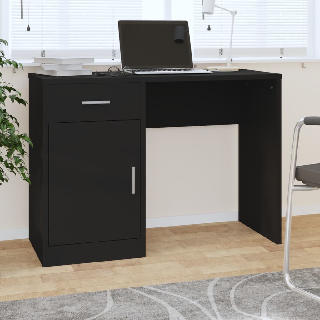 Plywood Desk with Drawer and Cabinet 100x40x73 cm